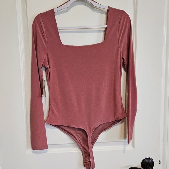 NWT Meraki Rose Mauve Pink Long Sleeve Bodysuit Women's Size Large - Picture 7 of 9